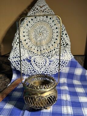 Brass VTG Woven MOTTAHEDEH DESIGN Basket Asian India
